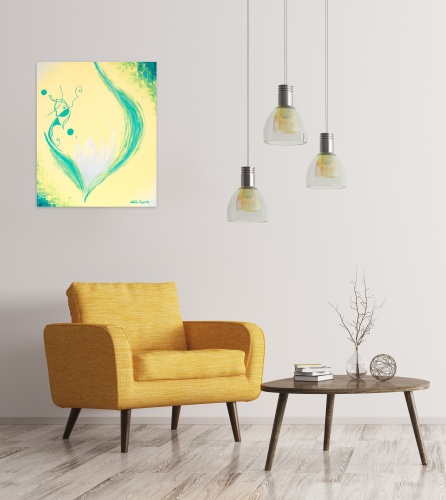 cocoon_of_love_download_of_pure_love_frequencies_by_contemporary_artist_and_painter_noelie_ceyral_with_yellow_chair