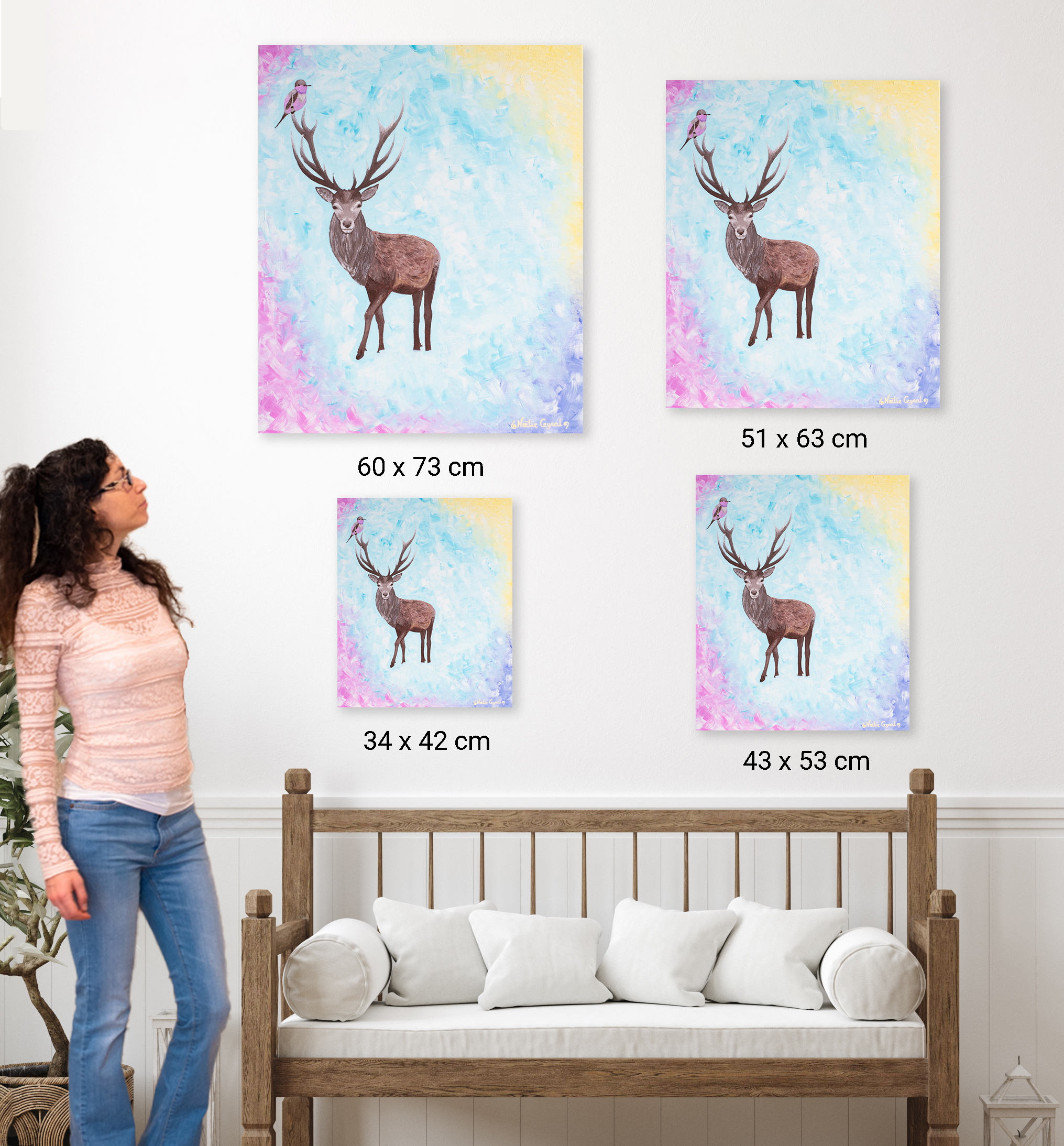 stag_with_bird_friend_by_noelie_ceyral_fine_art_prints_with_different_sizes